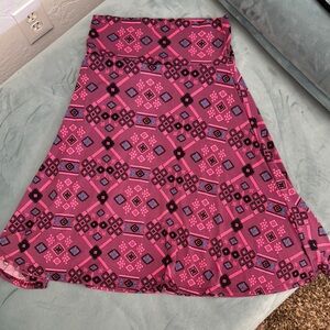 LuLaRoe Pink and Black Geometric A-Line Skirt